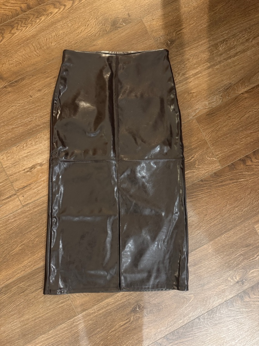 Faux Leather Pencil Skirt - Deep Chocolate